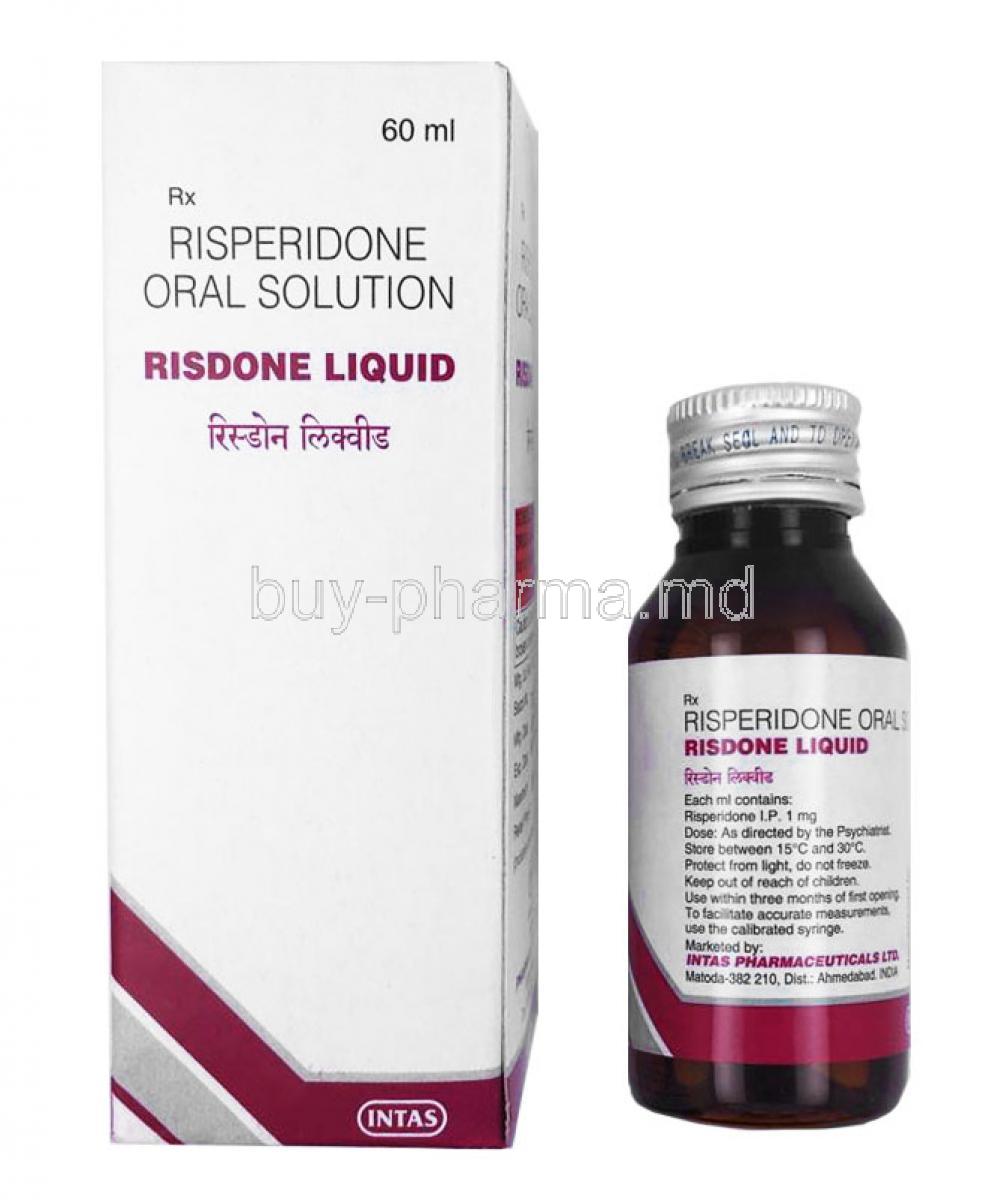 Risdone Liquid, Risperidone 60ml box and bottle