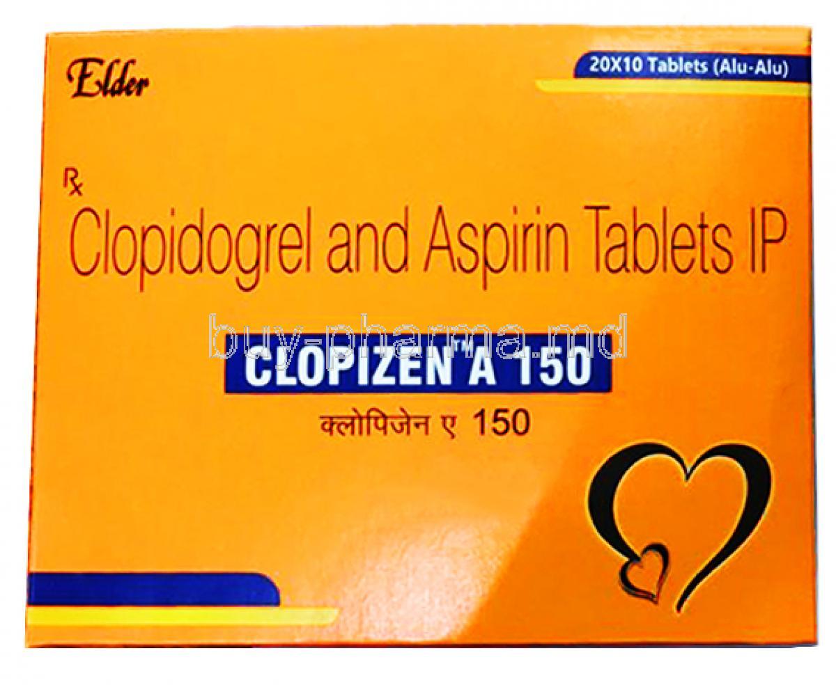 Clopizen A, Aspirin and Clopidogrel box front view