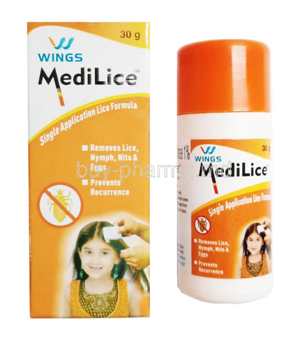 Medilice Anti Lice Cream Wash 30g box and bottle