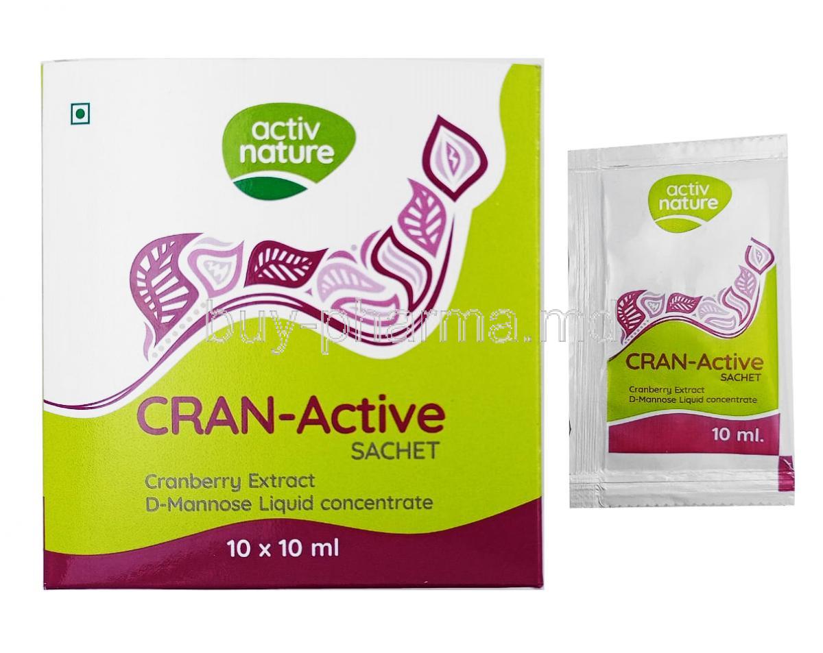 Cran-Active Sachet, Cranberry Extract / D-Mannose box and sachet