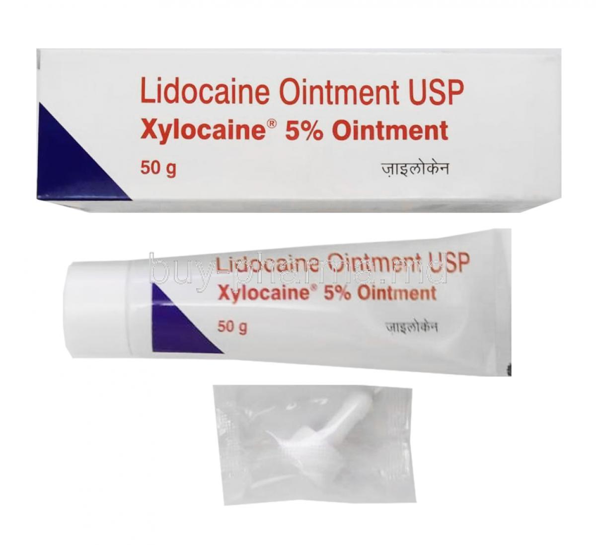 Xylocaine Ointment, Lidocaine 5% 50g box and tube