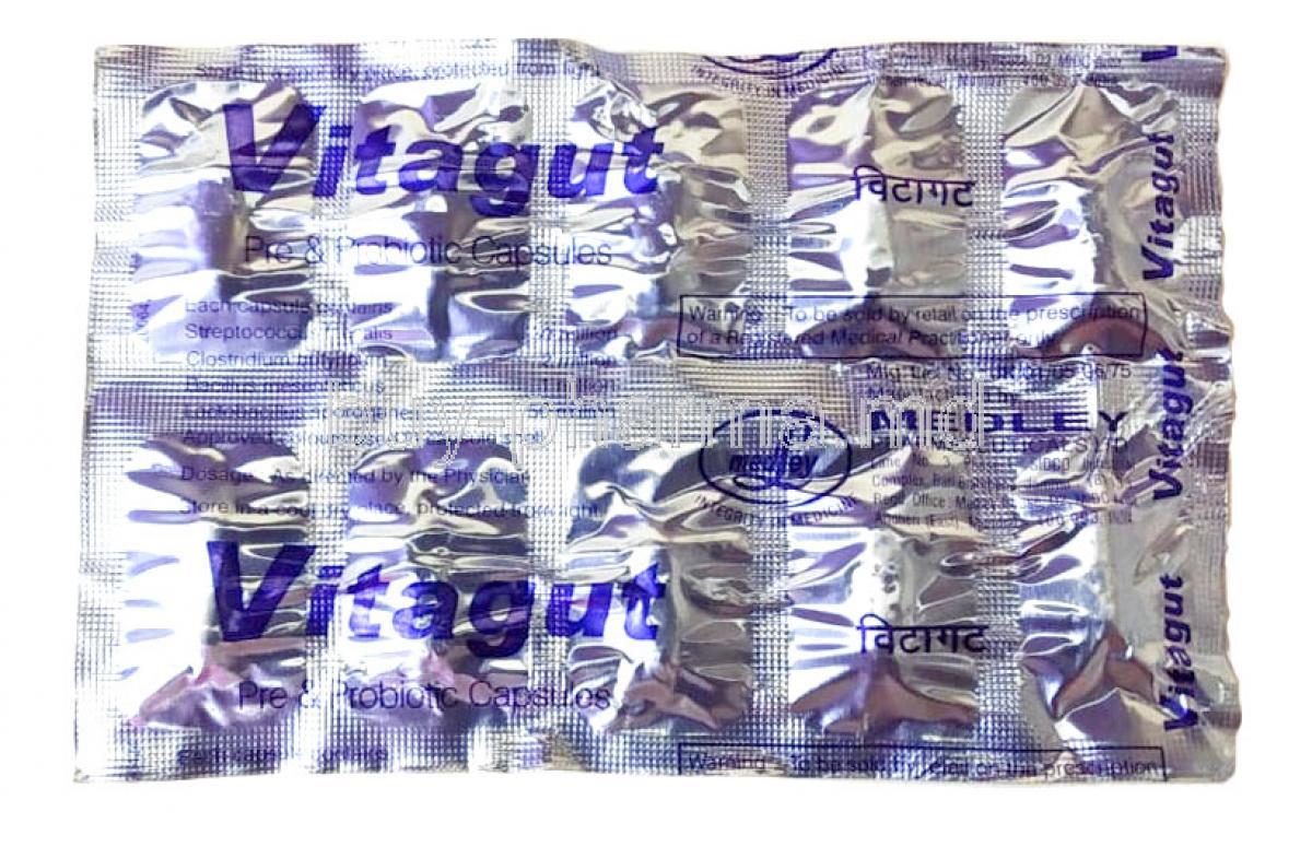 Vitagut, probiotics / prebiotics, Medley Pharmaceuticals, blister pack information
