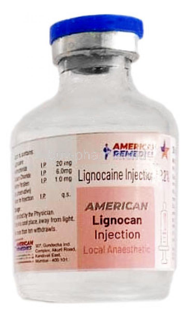 American Lignocan Injection, Lignocaine 2% Injection vial 30ml, American Remedies, Vial