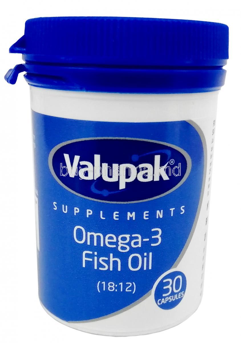 Valupak, Omega-3-acid ethyl esters, 1000mg, 30capsules, BR Pharmaceuticals Ltd, Bottle