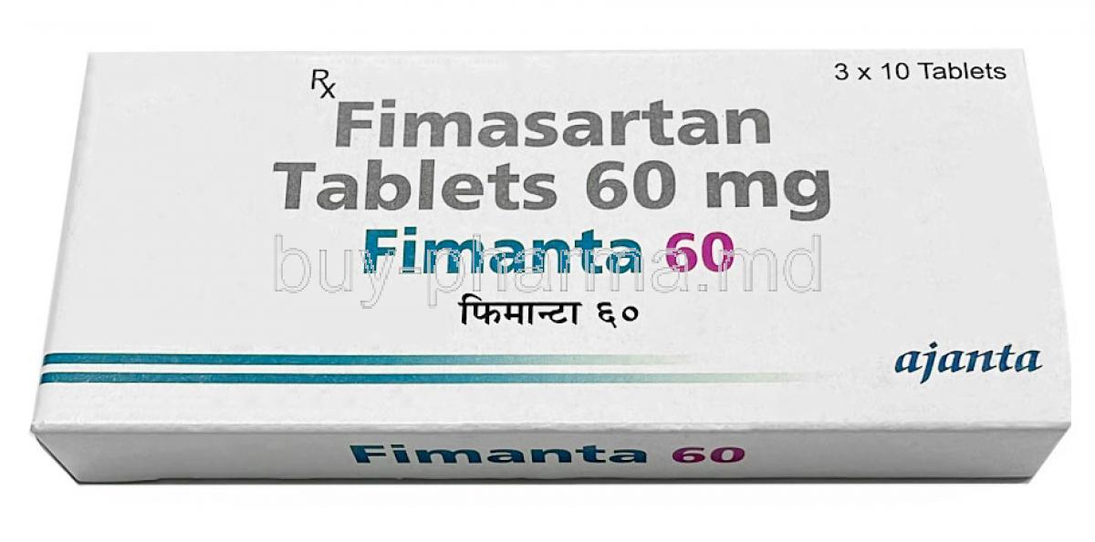Fimanta 60, Fimasartan 60mg, Ajanta Pharma, Box front view