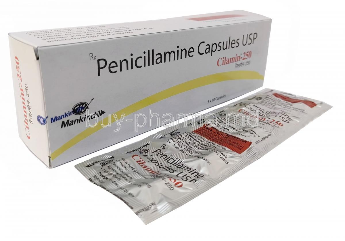 Cilamin 250, Penicillamine 250mg,Capsule, Panacea Biotec, Box,Sheet