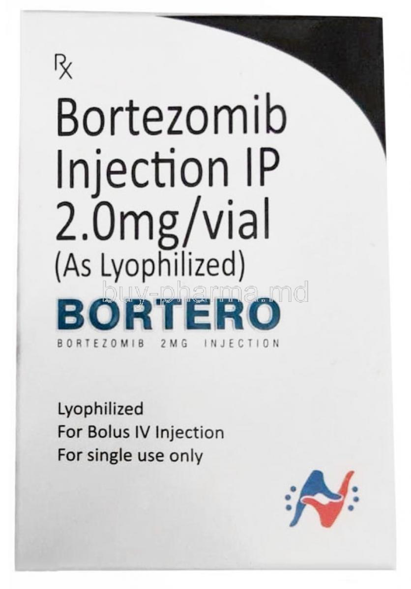 Bortero Injection, Bortezomib 2mg, Hetero Drugs Ltd, Box front view