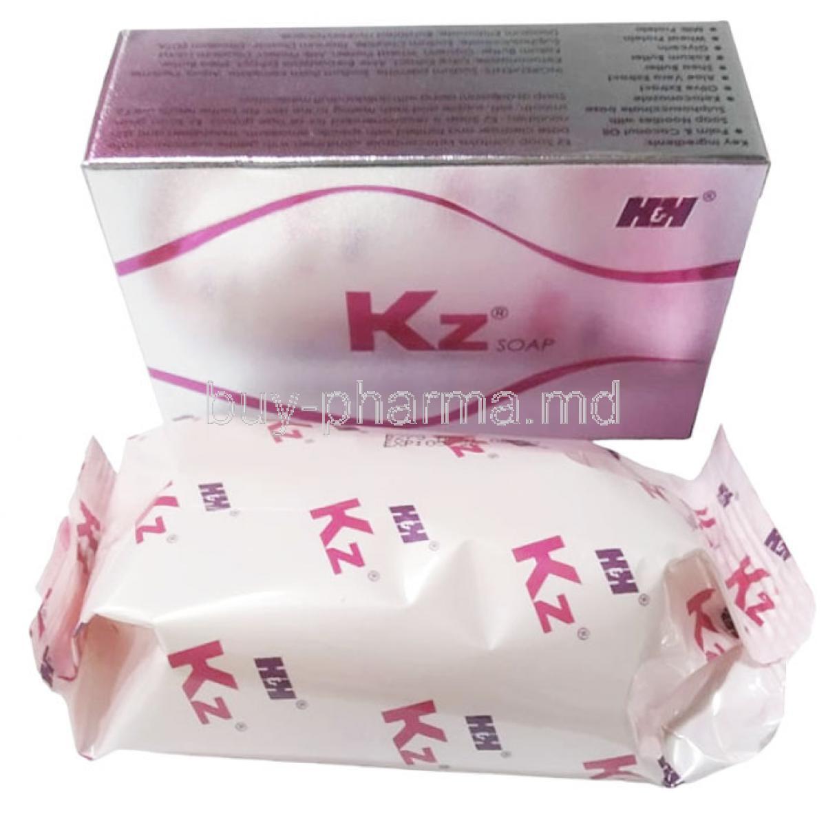 KZ Soap, Ketokonazole and others, Soap 75g, Hegde and Hegde Pharmaceutical LLP, Box front view, Soap packaging
