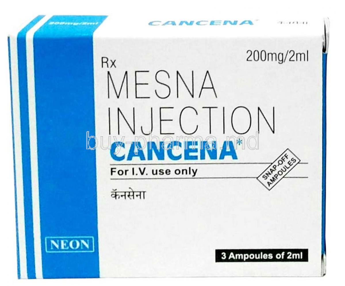 Cancena Injection, Mesna 200mg, 3Ampoules, Neon Laboratories, Box front view