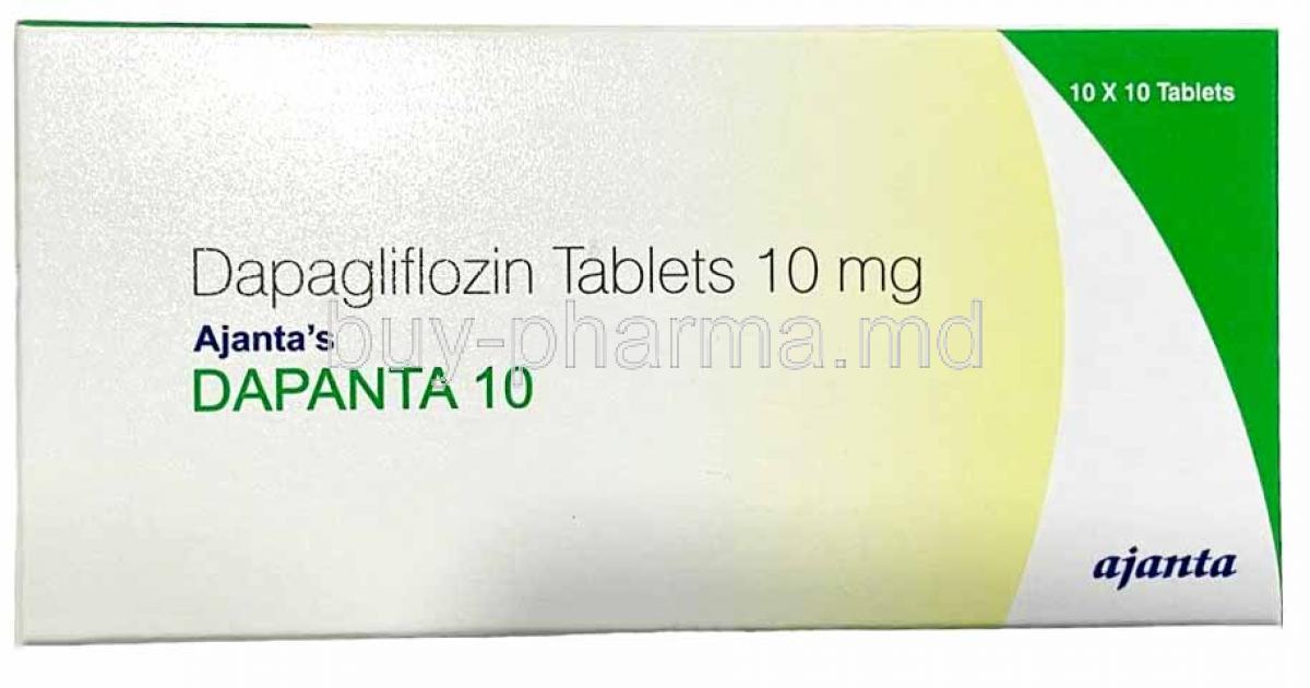 Dapanta 10, Dapagliflozin 10mg, Ajanta Pharma Limited, Box front view