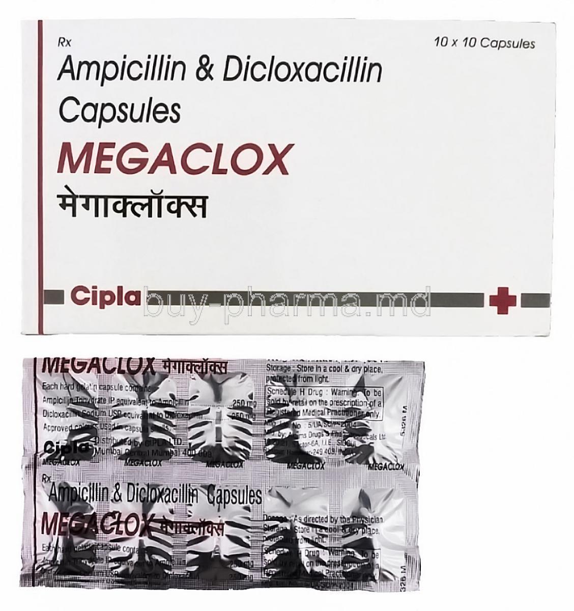 Megaclox, Generic  Megapen,  Ampicillin 250mg and Dicloxacillin 250mg