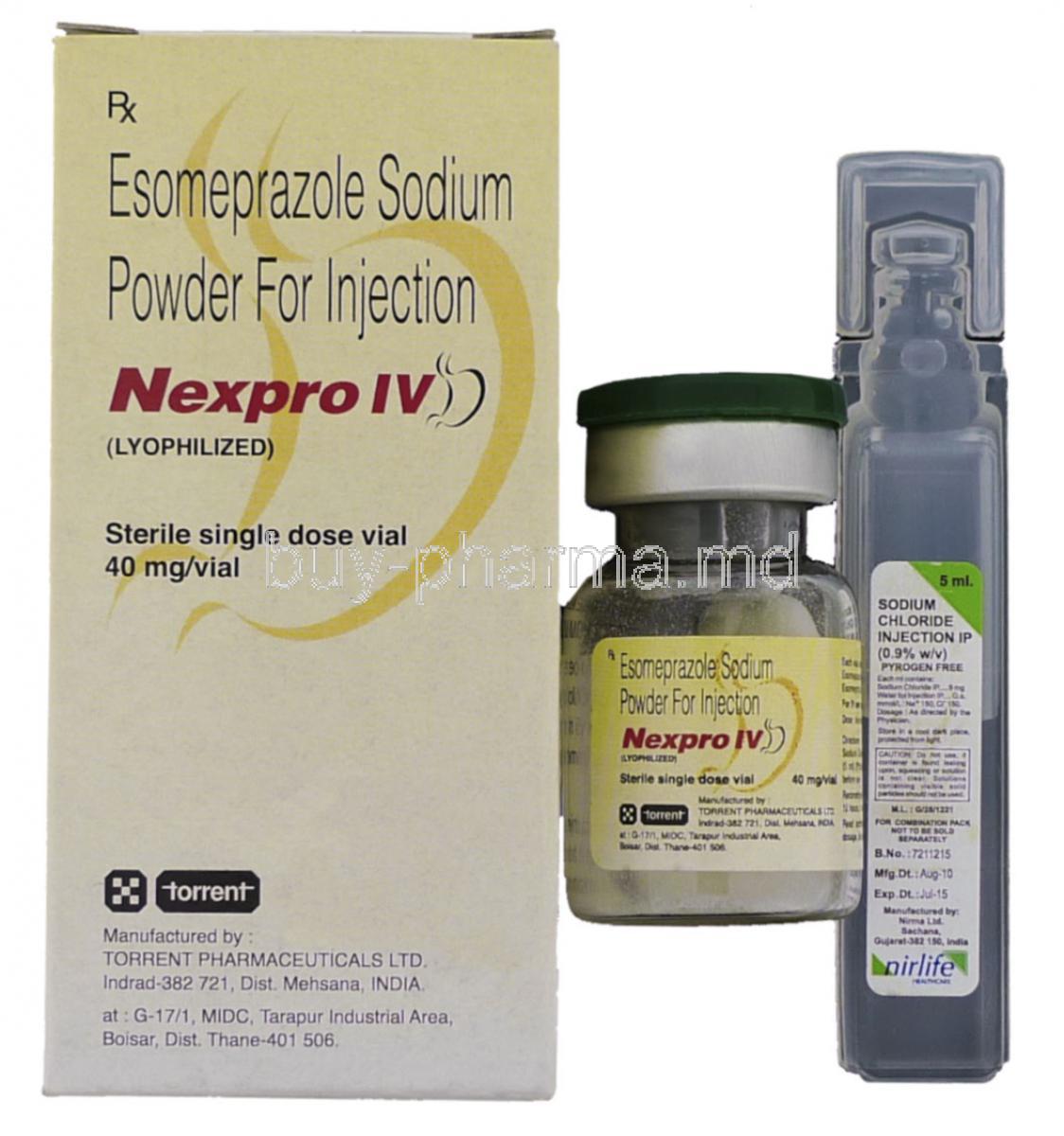Nexpro IV, Generic Nexium, Esomeprazole Injection