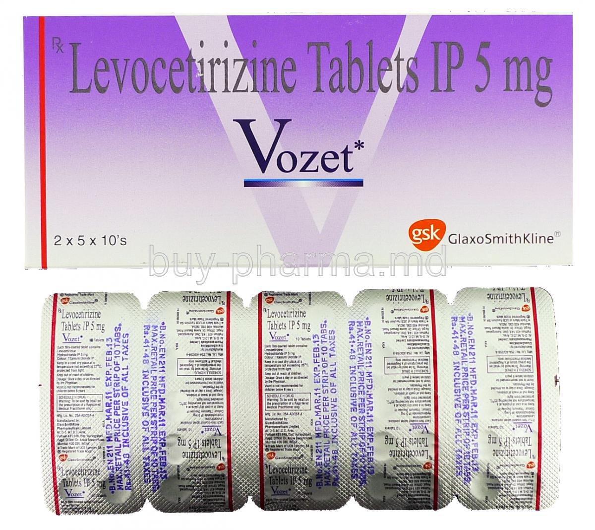 Vozet , Levocetirizine 5 mg