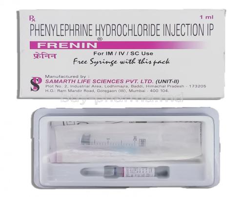 Frenin , Phenylephrine Injection, Ampule, Syringe and box