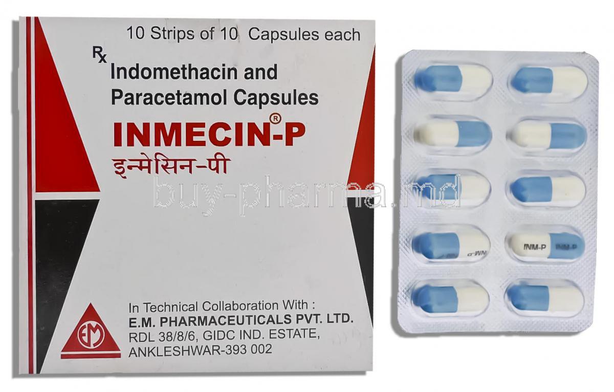 Inmecin-p,  Indomethacin/ Paracetamol 25 Mg/ 325 Mg Capsule (Sterkem Pharma)