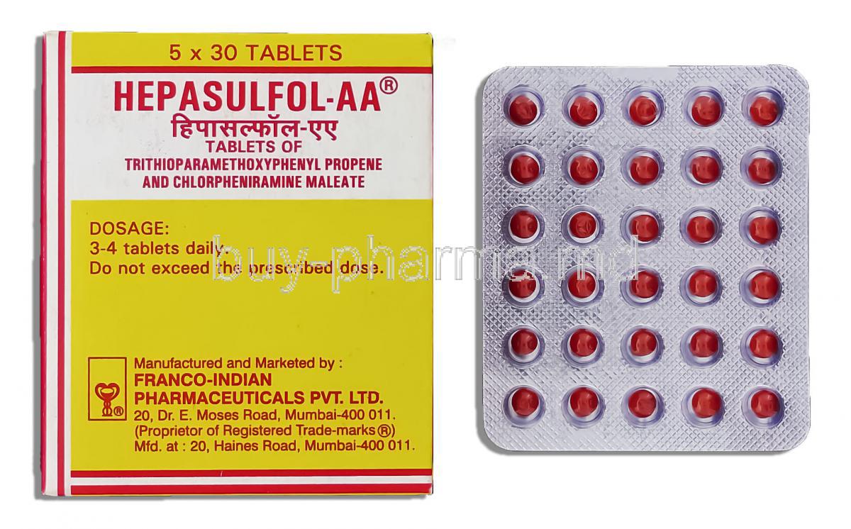 Hepasulfol, Trithioparamethoxyphenylpropene 12.5 mg Tablet (Franco Indian Pharmaceuticals)