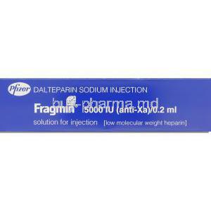 Fragmin, Dalteparin Sodium Injection box side view