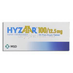 Hyzaar, Losartan 100 mg/ Hydrochlorothiazide 12.5 mg box