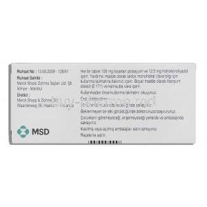 Hyzaar, Losartan 100 mg/ Hydrochlorothiazide 12.5 mg (From Turkey)