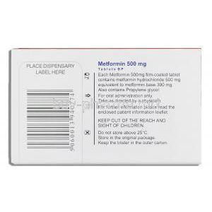 Metformin 500 mg box information