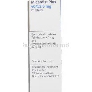 Micardis Plus box information