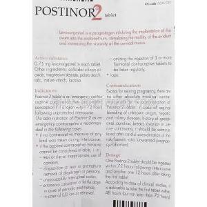 Postinor 2, Levonorgestrel 0.75 mg information sheet 1