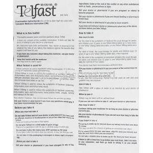Telfast 60 mg information sheet 1