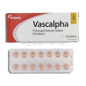 Vascalpha, Felodipine  Prolong release 5 mg