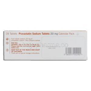 Pravastatin box information