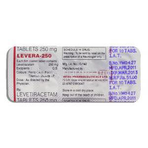 Levera, Generic Keppra, Levetiracetam 250 mg packaging