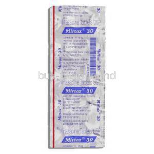 Mirtaz, Generic Remeron, Mirtazapine 30 mg packaging