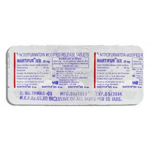 Martifur , Generic  Macrobid, Nitrofurantoin  50 mg packaging