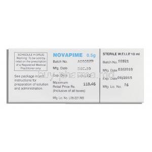 Novapime, Generic Maxipime, Cefepime Injection manufacturer information