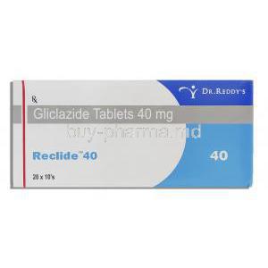 Reclide, Generic  Diamocron, Gliclazide 40 mg box