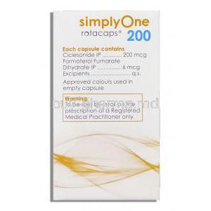 SimplyOne, Formoterol fumarate/ Ciclesonide 6 mcg/ 200 mcg Rotacap  box information