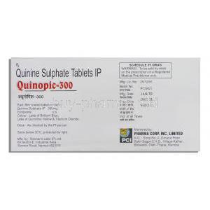 Quinopic, Quinine  300 mg box information