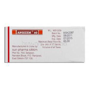 Angizem, Diltiazem MR 60 mg Sun pharma manufacturer