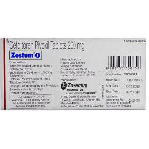 Zoustm-O, Generic Spectracef ,  Cefditoren Pivoxil 200 Mg Tablet (Zuventus)