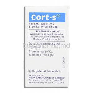 Cort-S, Hydrocortisone 100 mg Injection Neon Laboratories