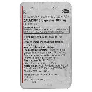 Dalacin C, Generic Cleocin,  Clindamycin 300 Mg Capsule (Pharmacia India Ltd)