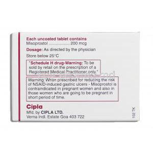 Misoprost, Generic Cytotec, Misoprostol 200 mcg box information