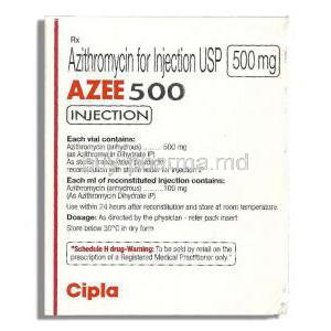 Azee, Generic Zithromax, Azithromycin 500 mg Injection composition