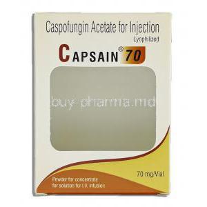 Capsain, Generic Cancidas, Caspofungin Acetate 70 mg Injection box