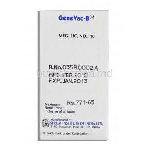 Genevac-B Injection box manufacturing information