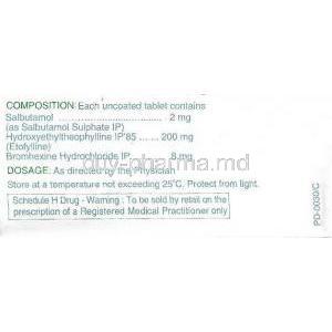 Eto-Salbetol, Salbtamol, Etofylline, Bromhexine composition