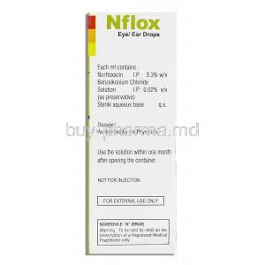 Nflox, Norfloxacin Eye/ Ear  0.3 % 10 ml Drops composition