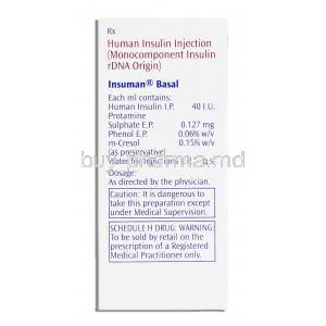 Insuman Basal Injection  box composition