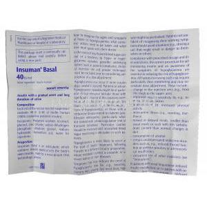Insuman Basal Injection information sheet 1