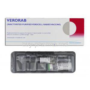 Verorab Rabies Vaccine, Purified Verocell vaccine, rabies (PVRV) 2.5 IU x 1 dose Vial + Syringe