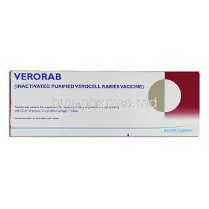 Verorab Rabies Vaccine, Purified Verocell vaccine, rabies (PVRV) 2.5 IU x 1 dose Vial + Syringe box